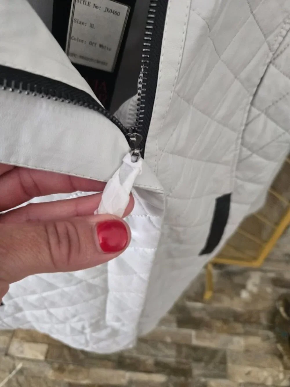 NWT Olivia Miller Girls Youth XL Quilted Moto Jacket Off-White